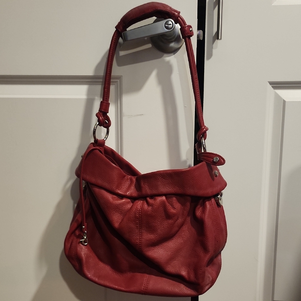 Allison Scott Red Pebble Hobo Bag